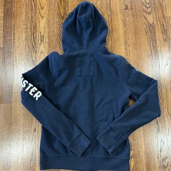 VTG Y2K Hollister Co. Zip Up Hooded Sweatshirt Women's L Navy Blue Embroidered - Picture 2 of 8